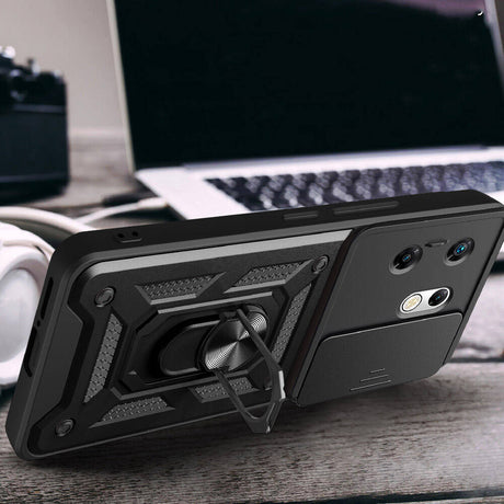 İnfinix Zero 30 4G Kılıf Magnetik Standlı Kamera Korumalı Zore Sürgülü Vega Kapak