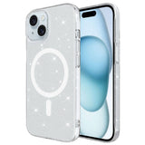 iPhone 14 Plus Kılıf Zore M-safe Şarj Özellikli Simli Şeffaf Arka Yüzey Erdos Silikon Kapak