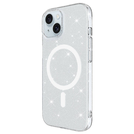 iPhone 14 Plus Kılıf Zore M-safe Şarj Özellikli Simli Şeffaf Arka Yüzey Erdos Silikon Kapak