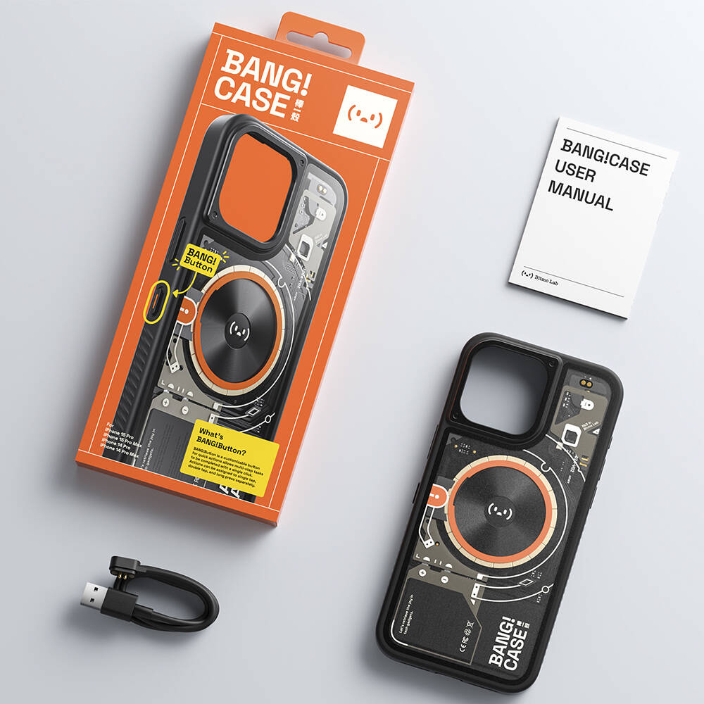 iPhone 14 Pro Max Kılıf Özelleştirilebilir 3 Fonksiyonlu Bluetooth Bağlantılı Bitmo Lab Bangcase Akıllı M-safe Kapak