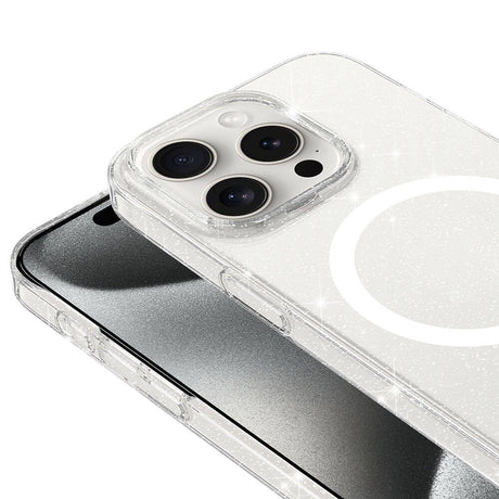 iPhone 15 Pro Kılıf Zore M-safe Şarj Özellikli Simli Şeffaf Arka Yüzey Erdos Silikon Kapak
