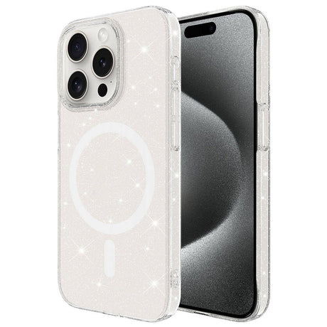 iPhone 15 Pro Kılıf Zore M-safe Şarj Özellikli Simli Şeffaf Arka Yüzey Erdos Silikon Kapak