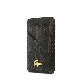 Lacoste Orjinal Lisanslı 2 Hazneli PVC Karışık Monogram Desenli Magnetik Kartlık