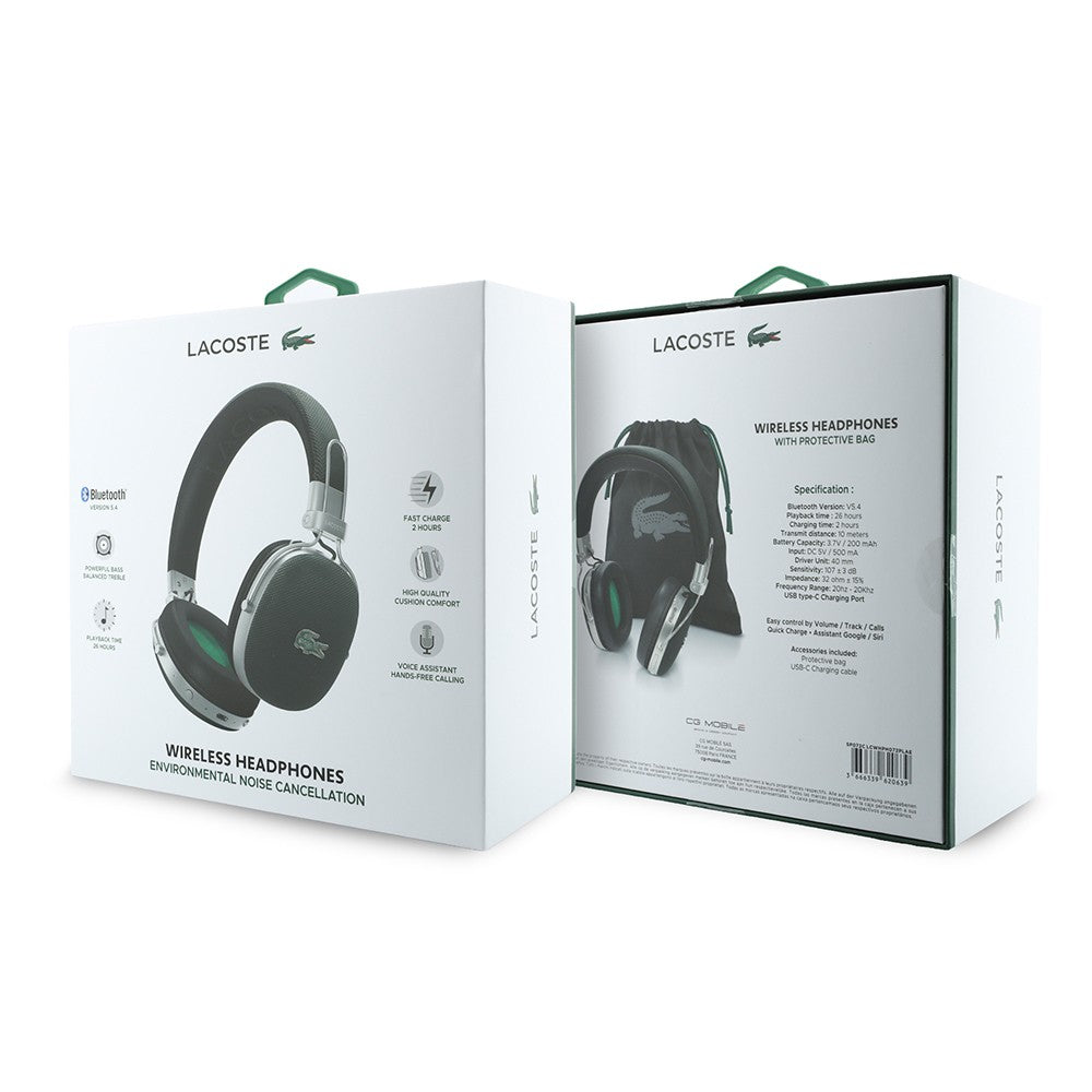 Lacoste Orjinal Lisanslı LH03 Taşıma Çantalı Ayarlanabilir Pike Kulak Üstü Bluetooth Kulaklık v5.4