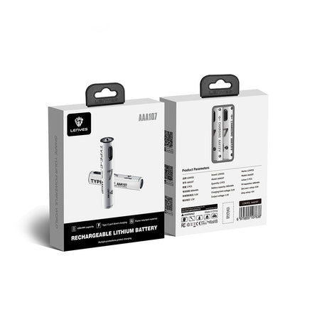 Lenyes AAA107 Type-C Şarj Portlu Şarj Edilebilir AAA Lityum-ion Pil 600mWh 1.5V 2 Adet