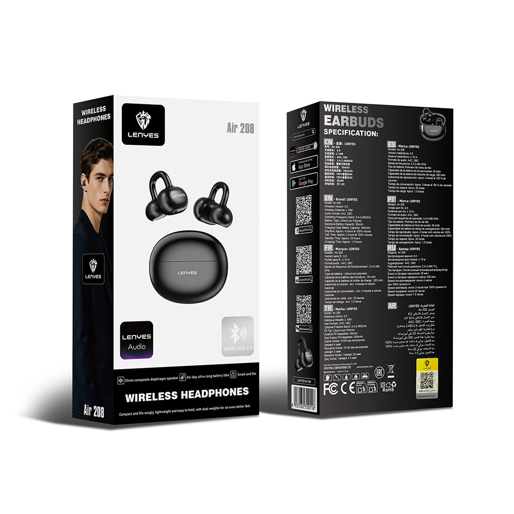 Lenyes Air 208 Hi-Fi Ses Özellikli 13mm Dinamik Sürücülü Bluetooth Kulaklık v6.0