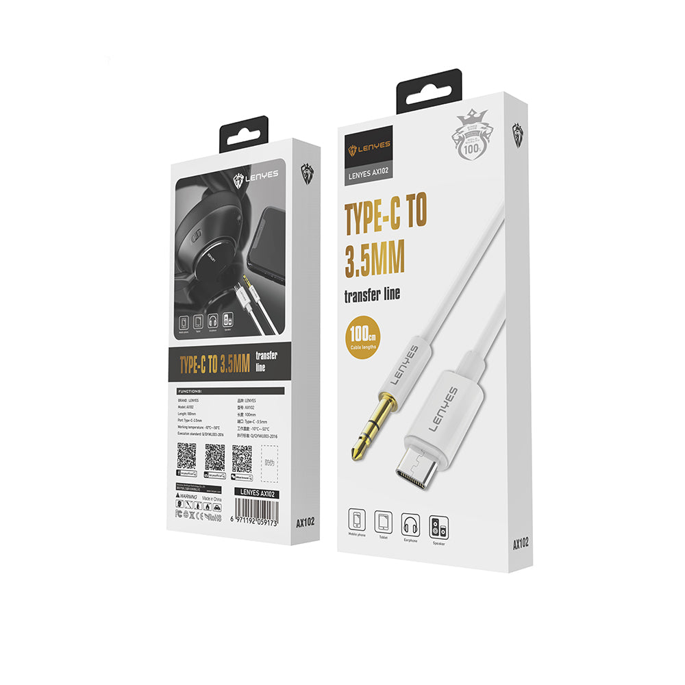 Lenyes AX102 Type-C to 3.5mm AUX Audio Kablo 1M