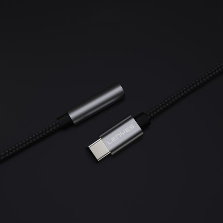 Lenyes AX105 Type-C to 3.5mm Aux Çevirici Örgülü Ses Adaptörü