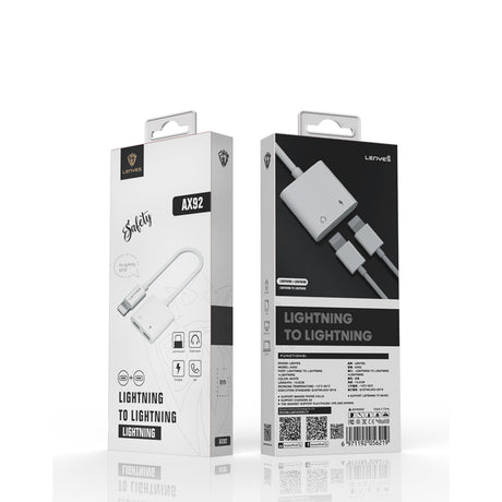 Lenyes AX92 Lightning to Lightning 2in1 Şarj ve Kulaklık Dönüştürücü Adaptör