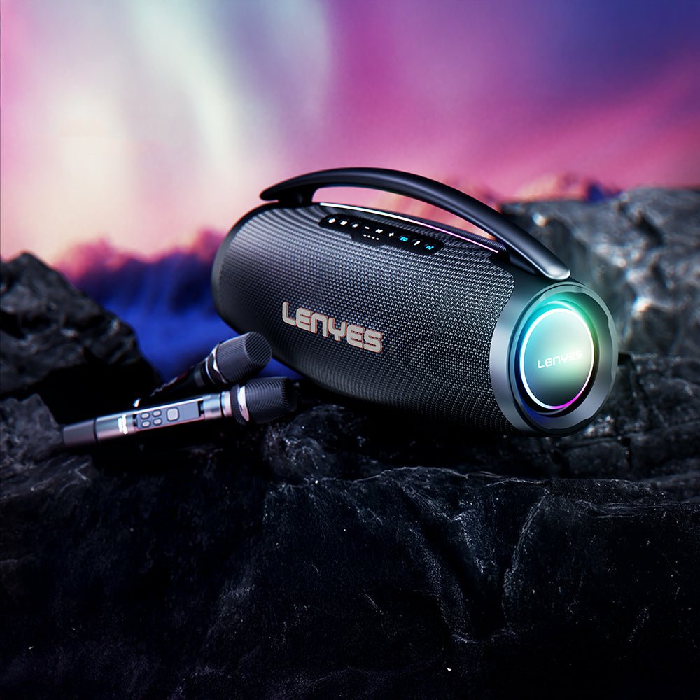 Lenyes Boost X Serisi RGB Işıklı Çift Mikrofonlu Taşınabilir Bluetooth Hoparlör v5.3 600W
