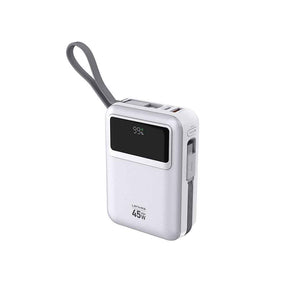 Lenyes C03-A Dijital LED Göstergeli Type-C ve Lightning Kablolu Powerbank 45W 10.000mAh
