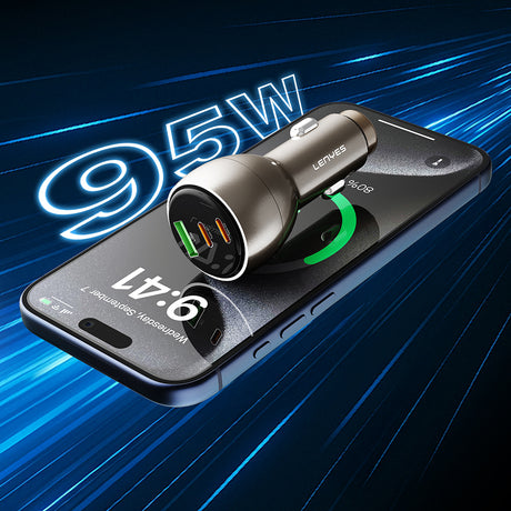 Lenyes CA63 Hızlı Şarj Özellikli Dual USB-A + Type-C Portlu PD Araç Şarj Aleti 30W