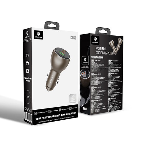 Lenyes CA66 Hızlı Şarj Özellikli Dual Type-C + Type-C + USB-A Portlu PD Araç Şarj Aleti 95W