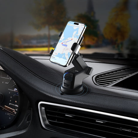 Lenyes CR195 Sarsıntı Önleyici 360° Derece Dönebilen Teleskopik Vantuzlu Tasarım Araç Telefon Tutucu