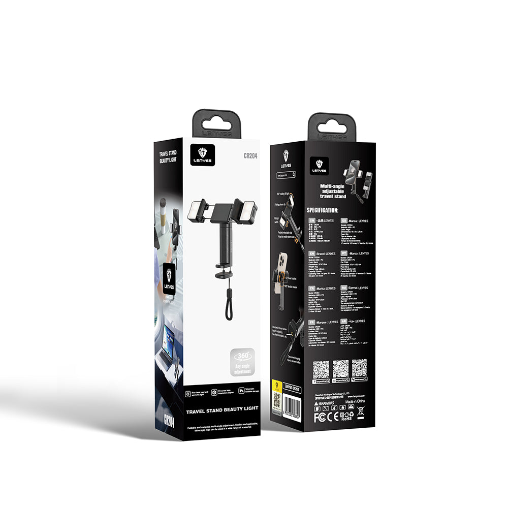 Lenyes CR204 360° Dönebilen Işıklı Seyahat Telefon Tutucu ve Standı