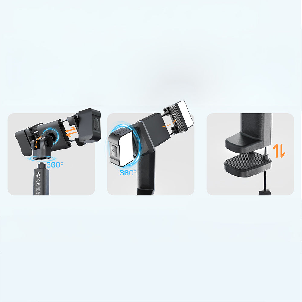 Lenyes CR204 360° Dönebilen Işıklı Seyahat Telefon Tutucu ve Standı