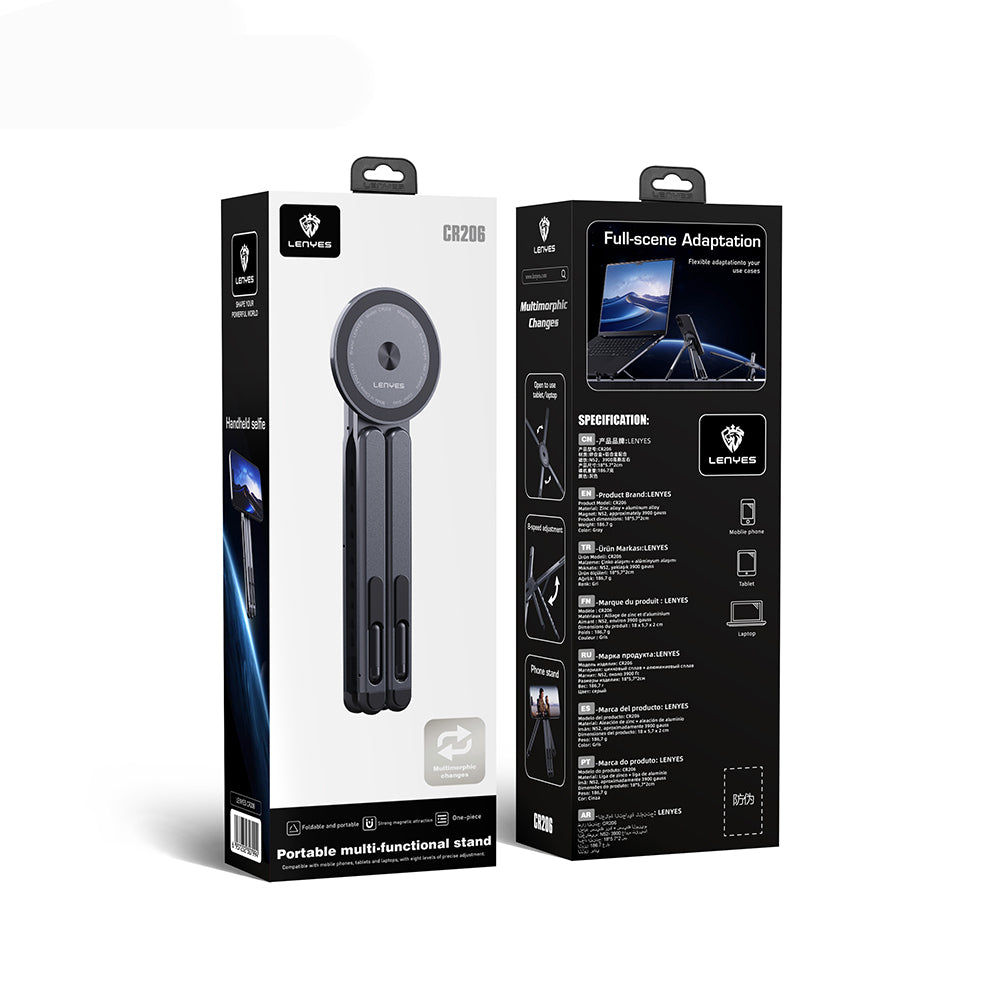 Lenyes CR206 Çok Fonksiyonlu 8 Kademeli Ayarlanabilir Magnetik Laptop & Tablet & Telefon Standı