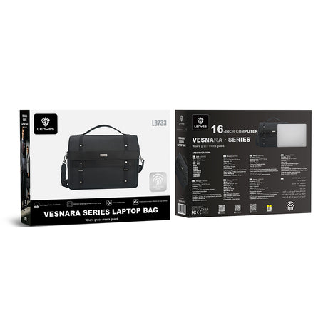 Lenyes LB733 Vesnara Serisi Parmak İzi Kilitli Su Geçirmez 16 inç Laptop Çantası