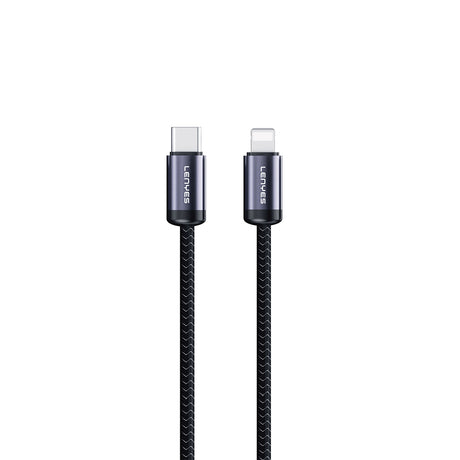 Lenyes LC537 Type-C to Lightning Hızlı Şarj Özellikli Örgülü Data ve Şarj Kablosu 27W 1M