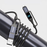 Lenyes LC542 Dijital Göstergeli 4in1 USB-A - Type-C + Type-C to Lightning 100W 1M