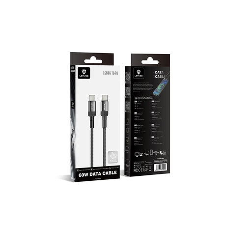Lenyes LC546 Type-C to Type-C Örgü Tasarımlı Hızlı Şarj Özellikli Data ve Şarj Kablosu 60W 1M