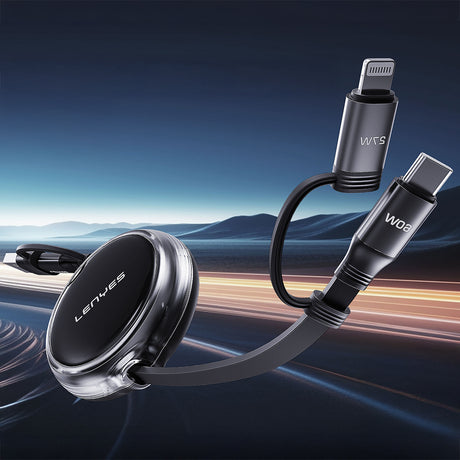 Lenyes LC552 4in1 USB-A - Type-C + Type-C to Lightning Makaralı Data ve Şarj Kablosu 60W 95cm