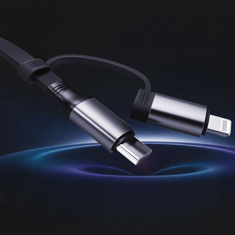 Lenyes LC552 4in1 USB-A - Type-C + Type-C to Lightning Makaralı Data ve Şarj Kablosu 60W 95cm