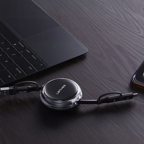 Lenyes LC552 4in1 USB-A - Type-C + Type-C to Lightning Makaralı Data ve Şarj Kablosu 60W 95cm