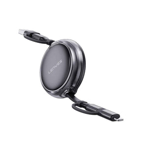 Lenyes LC552 4in1 USB-A - Type-C + Type-C to Lightning Makaralı Data ve Şarj Kablosu 60W 95cm