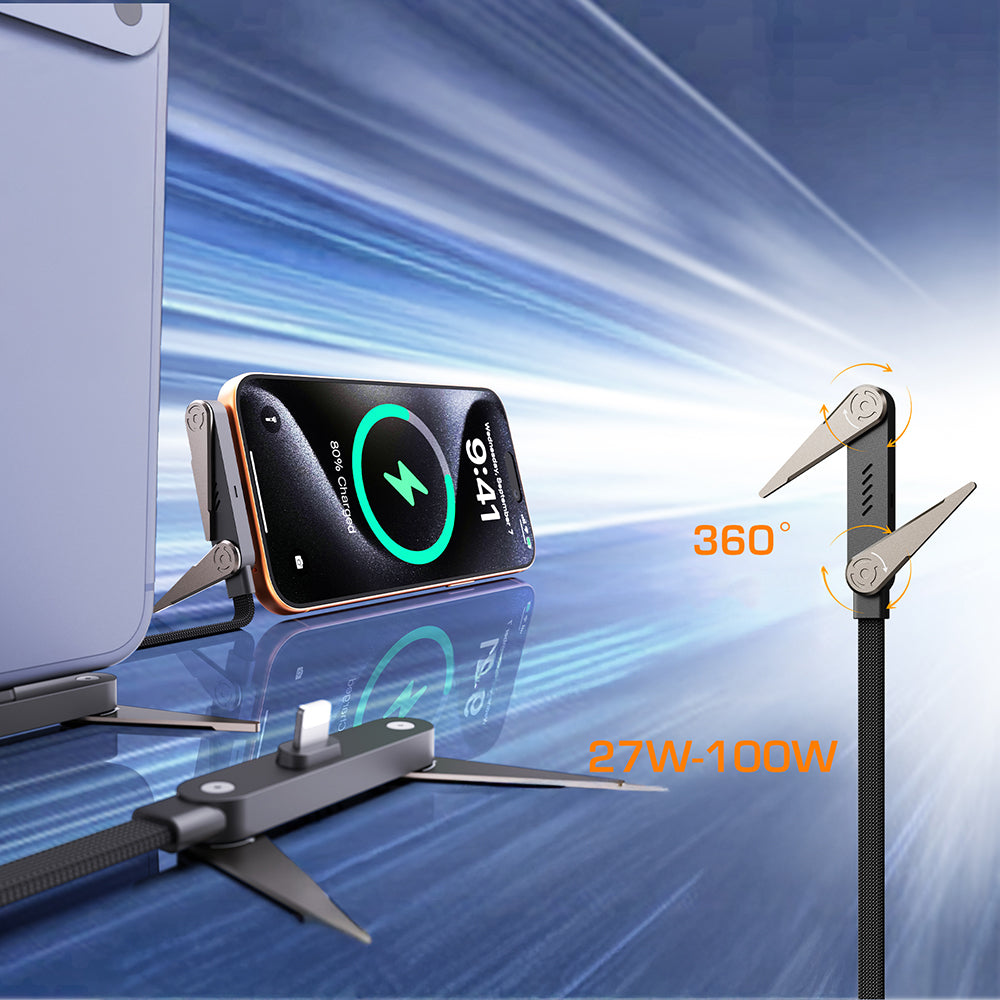 Lenyes LC553 Type-C to Type-C Stand Özellikli E-Mark Smart Çipli Data ve Şarj Kablosu 100W 1M