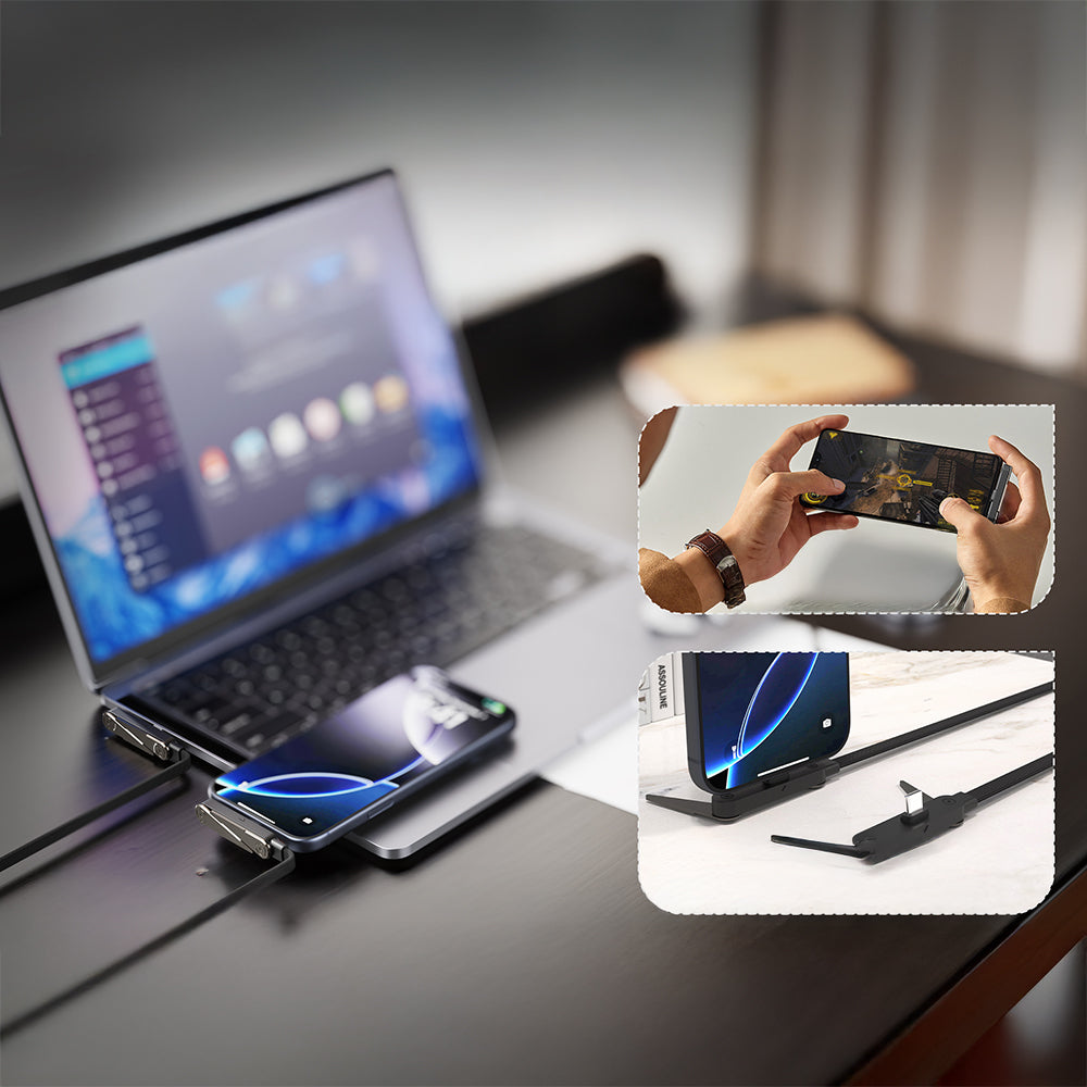 Lenyes LC553 Type-C to Type-C Stand Özellikli E-Mark Smart Çipli Data ve Şarj Kablosu 100W 1M