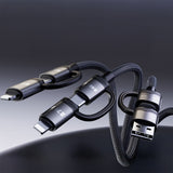 Lenyes LC557 4in1 USB-A - Type-C + Type-C to Lightning E-Mark Smart Çipli Data ve Şarj Kablosu 240W 1M
