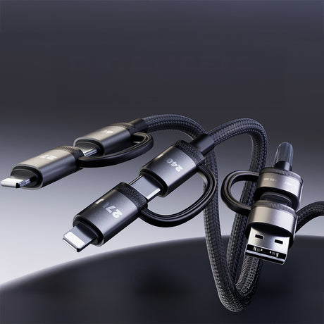 Lenyes LC557 4in1 USB-A - Type-C + Type-C to Lightning E-Mark Smart Çipli Data ve Şarj Kablosu 240W 1M