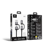 Lenyes LC557 4in1 USB-A - Type-C + Type-C to Lightning E-Mark Smart Çipli Data ve Şarj Kablosu 240W 1M