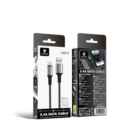 Lenyes LC566 USB-A to Type-C Örgü Tasarımlı Hızlı Şarj Özellikli Data ve Şarj Kablosu 12W 2M