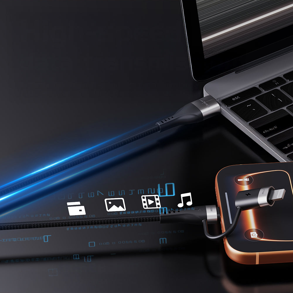 Lenyes LC568 4in1 USB-A - Type-C + Type-C to Lightning Data ve Şarj Kablosu 100W 1M