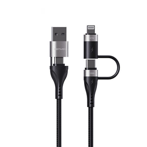 Lenyes LC568 4in1 USB-A - Type-C + Type-C to Lightning Data ve Şarj Kablosu 100W 1M