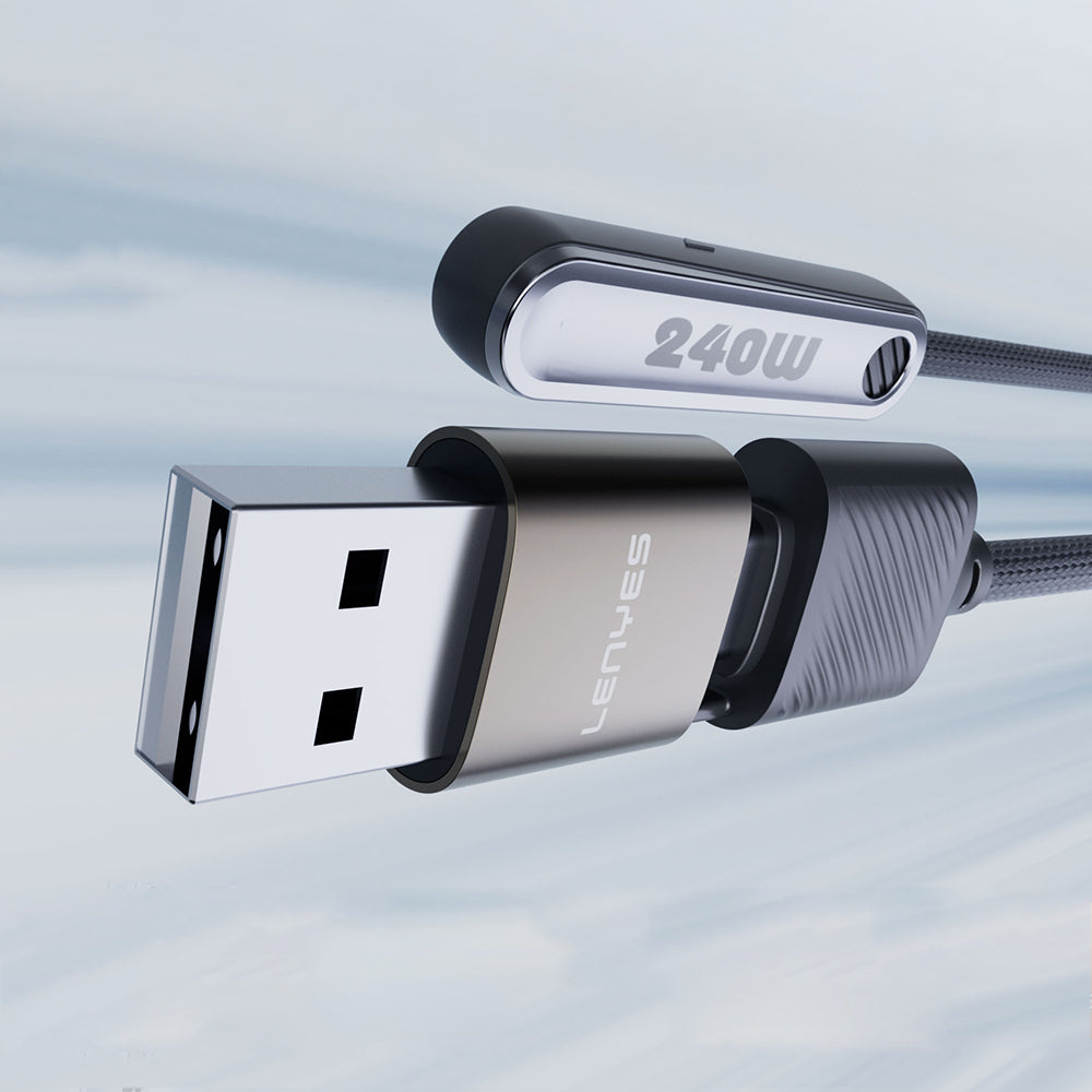 Lenyes LC569 2in1 USB-A - Type-C + Type-C Standlı Data ve Şarj Kablosu 240W 1.2M