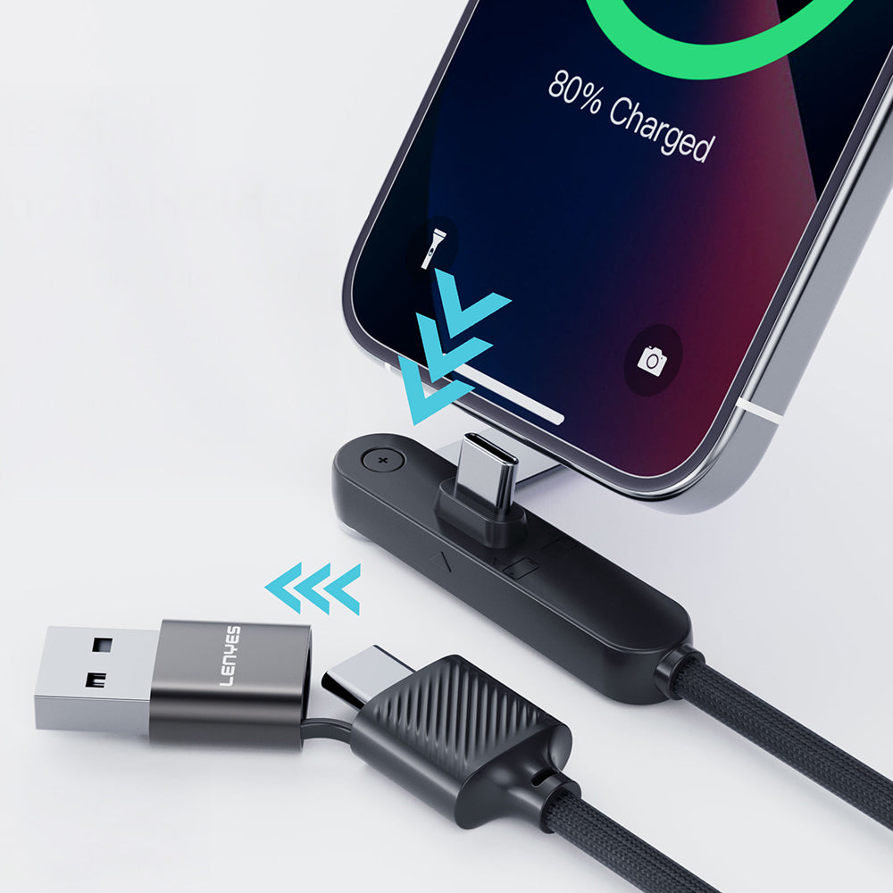 Lenyes LC569 2in1 USB-A - Type-C + Type-C Standlı Data ve Şarj Kablosu 240W 1.2M