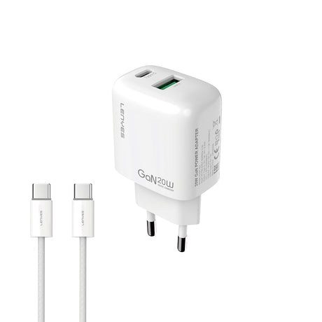 Lenyes LCH91-TC-TC Type-C to Type-C GaN Teknolojili PD ve USB Hızlı Şarj Özellikli Şarj Seti 20W