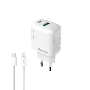 Lenyes LCH93-TC-L Type-C to Lightning GaN Teknolojili PD ve USB Hızlı Şarj Özellikli Şarj Seti 30W