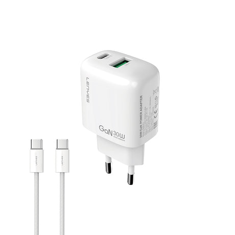 Lenyes LCH93-TC-TC Type-C to Type-C GaN Teknolojili PD ve USB Hızlı Şarj Özellikli Şarj Seti 30W