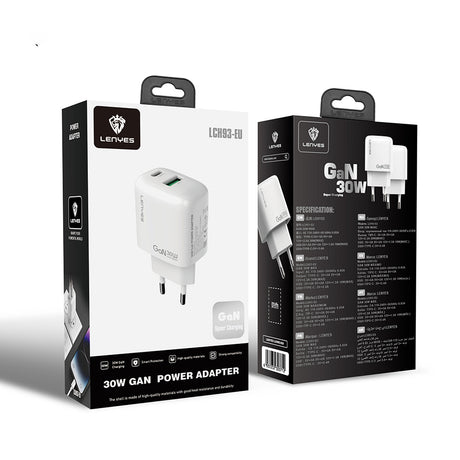 Lenyes LCH93 Type-C ve USB GaN Teknolojili PD Hızlı Şarj Özellikli Şarj Başlığı 30W