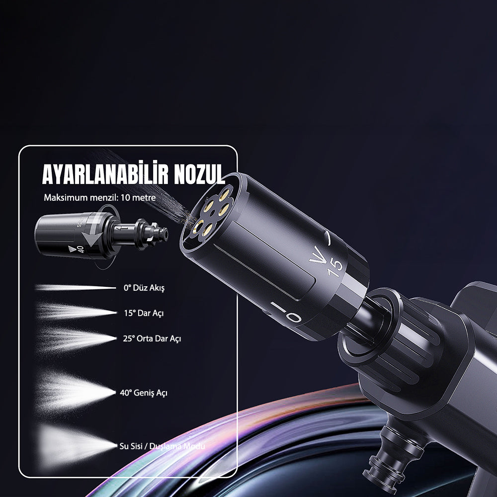 Lenyes LCW01 Taşınabilir 5 Kademeli Yüksek Basınçlı Köpük Hazneli Yıkama Tabancası 120W