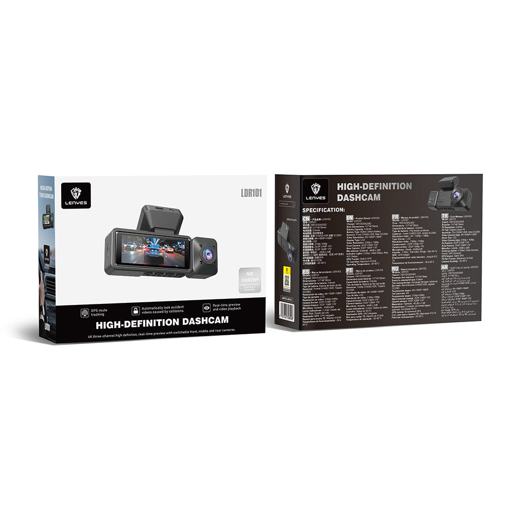 Lenyes LDR101 4K Ultra HD Wifi Destekli Akıllı Ön ve Arka Araç Kamerası