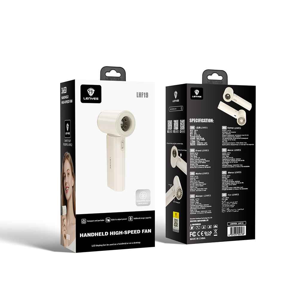 Lenyes LHF19 Dijital LED Göstergeli Yüksek Hızlı Portatif Soğutucu El Fanı