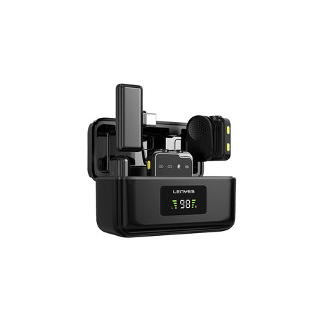 Lenyes LM205 2in1 Type-C Şarj Portlu Yapay Zeka Gürültü Engelleyicili Type-C ve Lightning Bağlantılı Kablosuz Yaka Mikrofonu