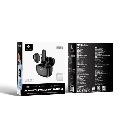 Lenyes LM211-TC Yapay Zeka Destekli Type-C Portlu Kablosuz Yaka Mikrofonu