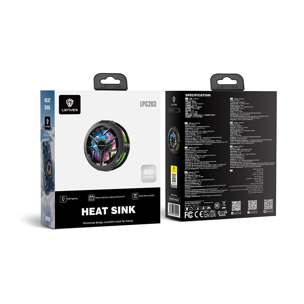 Lenyes LPC203 RGB Işıklı Alüminyum Telefon Soğutucu Fan