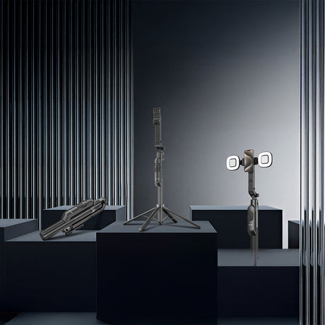 Lenyes LPH119 Yapay Zeka Destekli Dolgu Işıklı Kumandalı 360 Derece Dönebilen Selfie Çubuğu ve Tripod